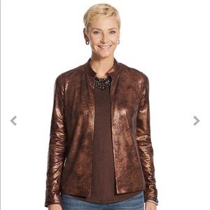 Chico’s Faux Leather Croc Embossed Copper Jacket